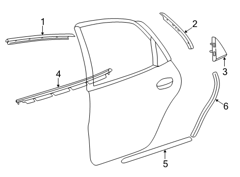 2007 Ford Taurus Exterior Trim - Rear Door Reveal Molding Diagram for F6DZ-54255A62-A