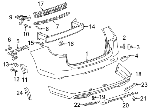 2019 Buick Regal TourX Rear Bumper Center Bracket Diagram for 13489364