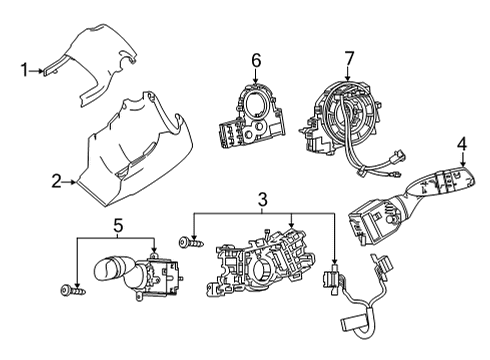 2022 Toyota Corolla Cross Shroud, Switches & Levers Lower Column Cover Diagram for 45024-02040-C0