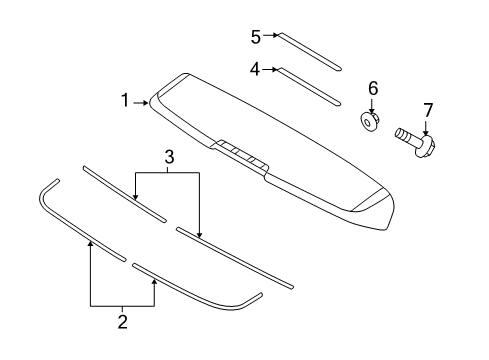 2011 Hyundai Veracruz Rear Spoiler Rear Spoiler Diagram for 87220-3J000