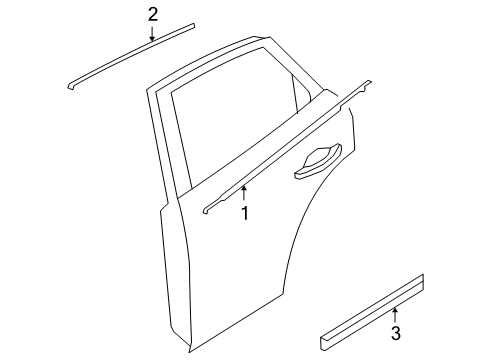 2015 Infiniti QX50 Exterior Trim - Rear Door Moulding-Rear Door Sash, Front LH Diagram for 82283-1BA0B