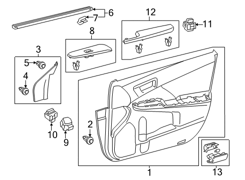 2012 Toyota Camry Front Door Armrest Diagram for 74220-06080-A2