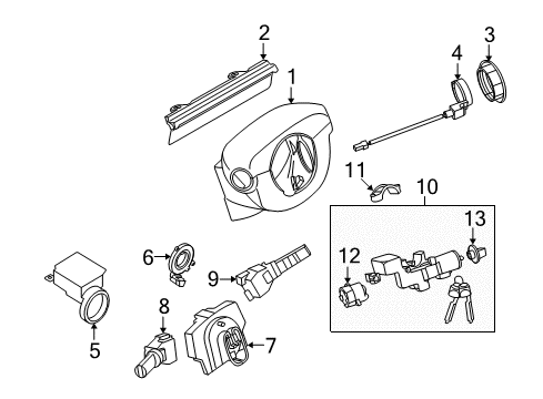 2014 Nissan Rogue Select Ignition Lock Combination Switch Body Diagram for B5567-CB69D