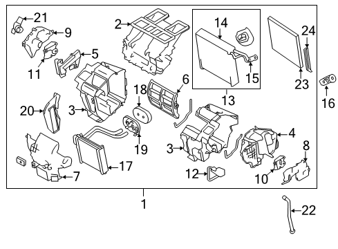2013 Nissan Quest Air Conditioner Core Assy-Front Heater Diagram for 27140-JN36A