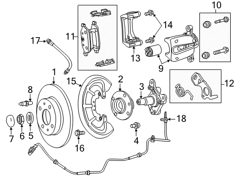 2014 Fiat 500 Rear Brakes Stud Hub M8X1.25 Diagram for 6509744AA