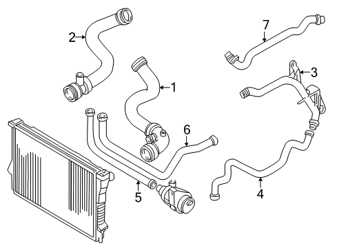 2001 BMW 530i Hoses, Lines & Pipes Water Hose Assy Diagram for 11531438634