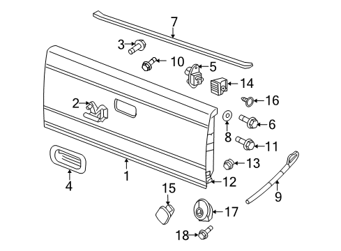 2009 Dodge Dakota Tail Gate Handle-TAILGATE Diagram for 55256215AB