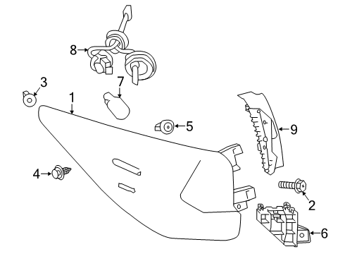 2018 Lexus RX350L Bulbs Lens & Body, Rear Combination Lamp Diagram for 81551-48440