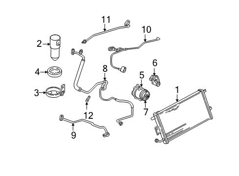 1998 Chevrolet Corvette A/C Condenser, Compressor & Lines Condenser Diagram for 52470569