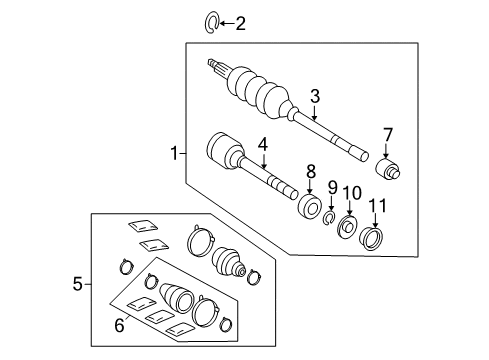 2005 Toyota Solara Drive Axles - Front Boot Kit Diagram for 04438-06420