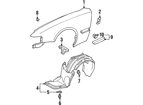 1997 Acura TL Fender & Components, Exterior Trim Fender, Left Front (Inner) Diagram for 74151-SZ5-A00