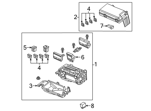 2021 Honda Clarity Fuse & Relay Cover, Lower Diagram for 38253-TRT-A01