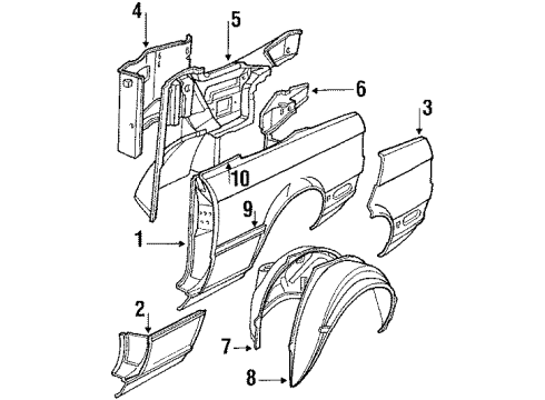 1990 BMW 325i Quarter Panel & Components Molding Right Diagram for 51131961794