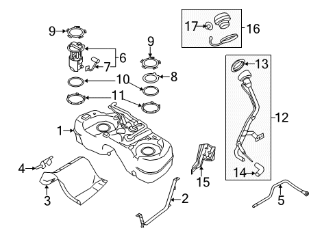 2011 Nissan Juke Senders Fuel Tank Sending Unit Diagram for 25060-1KM1B