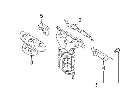 2011 Hyundai Azera Exhaust Manifold Exhaust Manifold Catalytic Assembly, Left Diagram for 28510-3CZI0