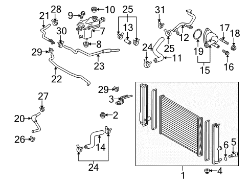 2010 Toyota Prius Radiator & Components By-Pass Hose Diagram for 16264-37060