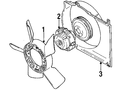 1997 Geo Tracker Cooling System, Radiator, Water Pump, Cooling Fan Shroud, Engine Coolant Fan Diagram for 30012038