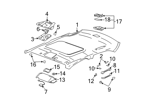 2004 Cadillac CTS Sunroof Dome Lamp Assembly Diagram for 88952105