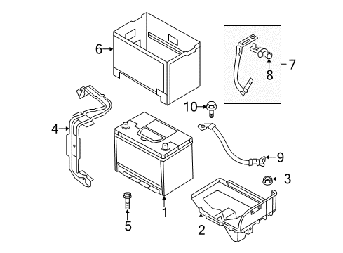 2013 Hyundai Genesis Coupe Battery Tray Assembly-Battery Diagram for 37150-2M000