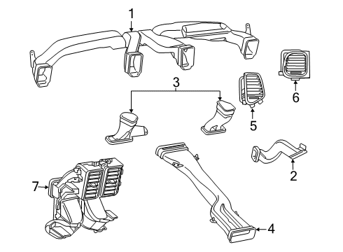 2014 Jeep Grand Cherokee Ducts Outlet-Air Conditioning & Heater Diagram for 5MT20DX9AB