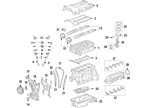 2013 Chevrolet Cruze Engine Parts, Mounts, Cylinder Head & Valves, Camshaft & Timing, Oil Pan, Oil Pump, Crankshaft & Bearings, Pistons, Rings & Bearings, Variable Valve Timing Seal Ring-Shaft Dichtring-Well Diagram for 90570183