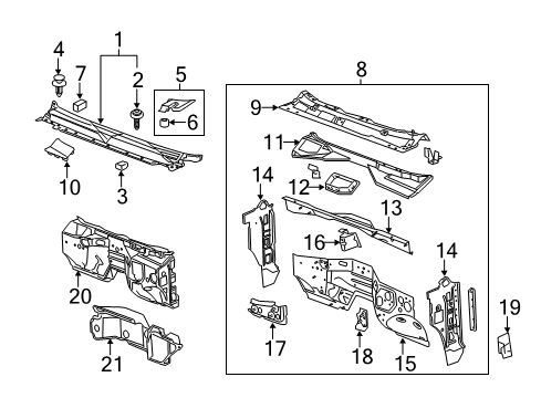 2013 Chevrolet Silverado 2500 HD Cab Cowl Cowl Side Panel Diagram for 22997598