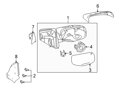 2008 Ford Taurus X Outside Mirrors Mirror Glass Diagram for 8A4Z-17K707-A