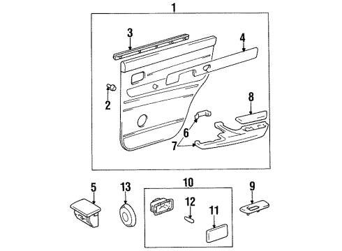 1997 Lexus LX450 Bulbs Panel Assembly, Rear Door Diagram for 74280-60010-03