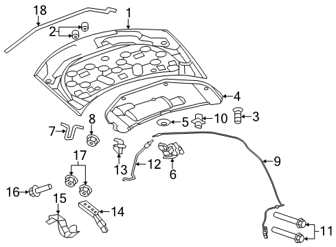 2009 Chrysler Sebring Hood & Components Cable-Hood Latch Diagram for 4389822AF