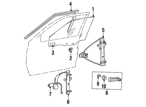 1996 Hyundai Sonata Front Door Glass-Front Door Window LH Diagram for 82411-34020