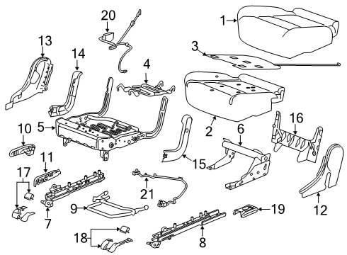 2021 Chevrolet Blazer Rear Seat Components Adjust Handle Diagram for 84322808