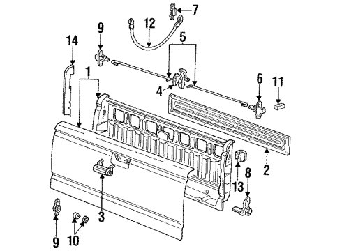 1997 Ford Ranger Tail Gate Handle Diagram for F37Z-9943400-A