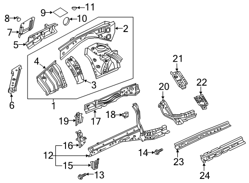 2019 Infiniti QX50 Structural Components & Rails INSULATOR-Rear Pillar, Inner Diagram for 76884-AG023