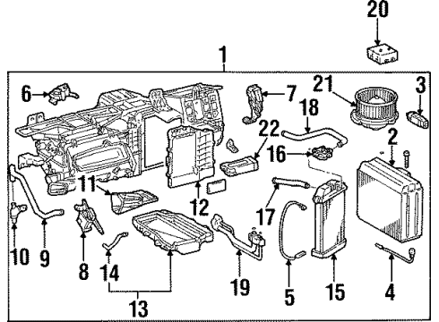 1996 Toyota Supra Evaporator & Heater Components, Blower Motor & Fan Thermistor Diagram for 88625-24050