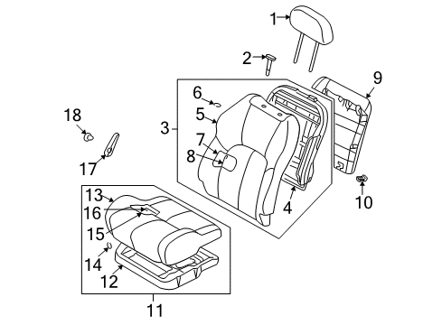 2005 Dodge Stratus Front Seat Components Front Seat Cushion Diagram for MN121328YB