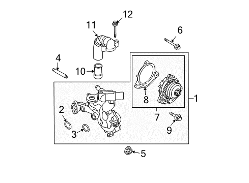 2011 Mercury Milan Water Pump Water Pump Assembly Stud Diagram for -W713511-S437