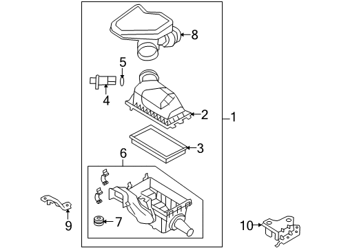 2009 Lincoln MKX Powertrain Control Air Inlet Assembly Diagram for 7T4Z-9B659-A