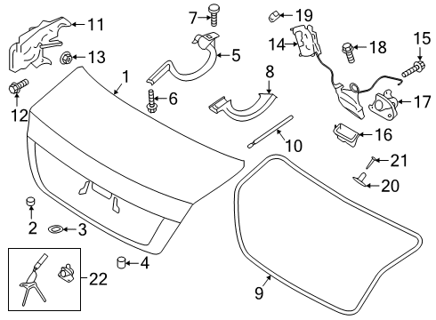 2019 Kia K900 Trunk Striker Assembly-Trunk Lid Diagram for 81210F6001