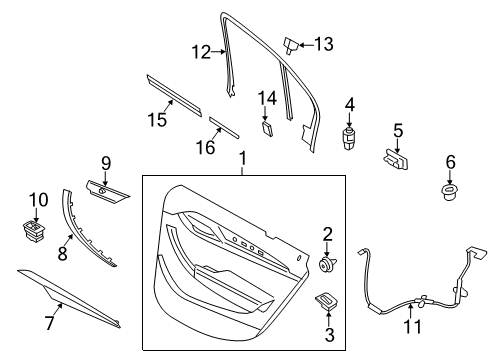 2013 BMW X1 Rear Door Sealing, Window Guide Web, Top Left Diagram for 51352990563