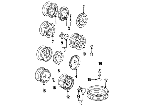 1992 Acura Integra Wheels & Trim Cap, Aluminum Wheel Center Diagram for 44732-SK7-A32