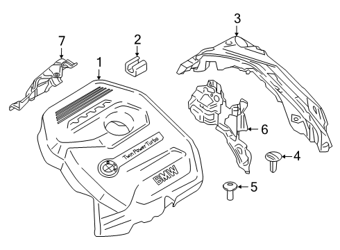 2019 BMW X4 Engine Appearance Cover Fillister Head Screw Diagram for 07142994134