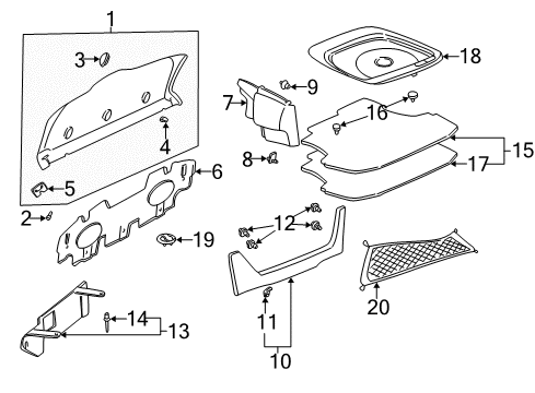 2000 Buick LeSabre Interior Trim - Rear Body Seat Back Panel Rivet Diagram for 21095050