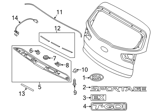 2012 Kia Sportage Parking Aid Garnish-Tail Gate Diagram for 873113W000