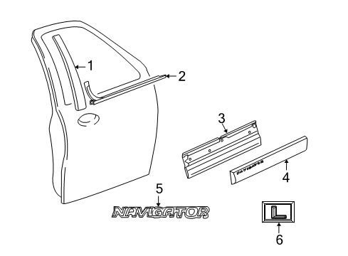 2010 Lincoln Navigator Exterior Trim - Front Door Cladding Diagram for 7L7Z-7820878-AJ