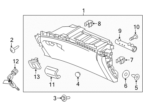 2017 Honda Pilot Glove Box Handle, G-*YR507L* Diagram for 77545-TG7-A02ZA