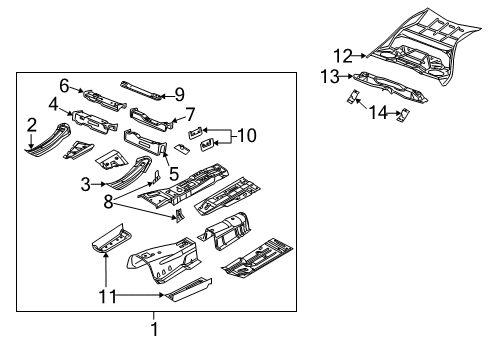 2008 Dodge Magnum Pillars, Rocker & Floor - Floor & Rails Pan-Front Floor Diagram for 5112769AG