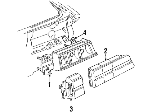 1987 Chevrolet Camaro Tail Lamps Lens & Closeout-Rear Combination Lamp Diagram for 16503488