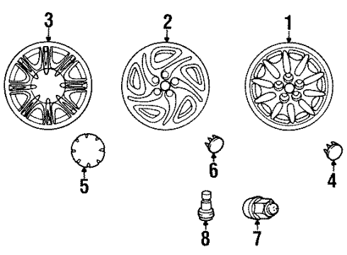 1997 Plymouth Breeze Wheels & Trim Cap Aluminum Wheel Diagram for 4695850