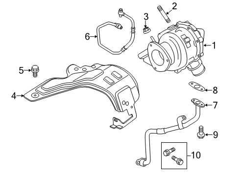 2016 Ford Transit-350 Turbocharger Oil Feed Tube Diagram for BK3Z-6K679-A