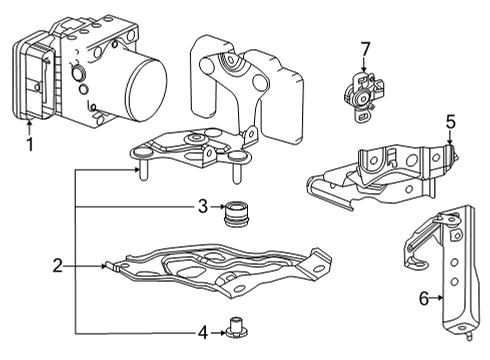 2021 Toyota Mirai ABS Components Bracket Diagram for 44593-62020
